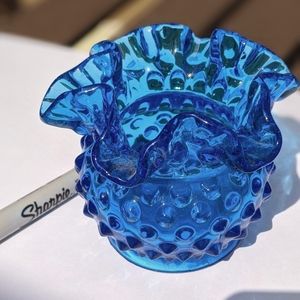 Small Blue Fenton hobnail vase